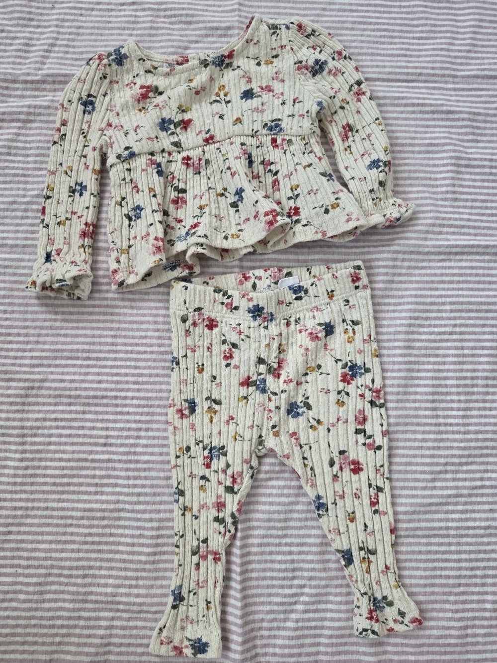 Gap Baby Floral Ribbed Top & Leggings Set | 3–6M